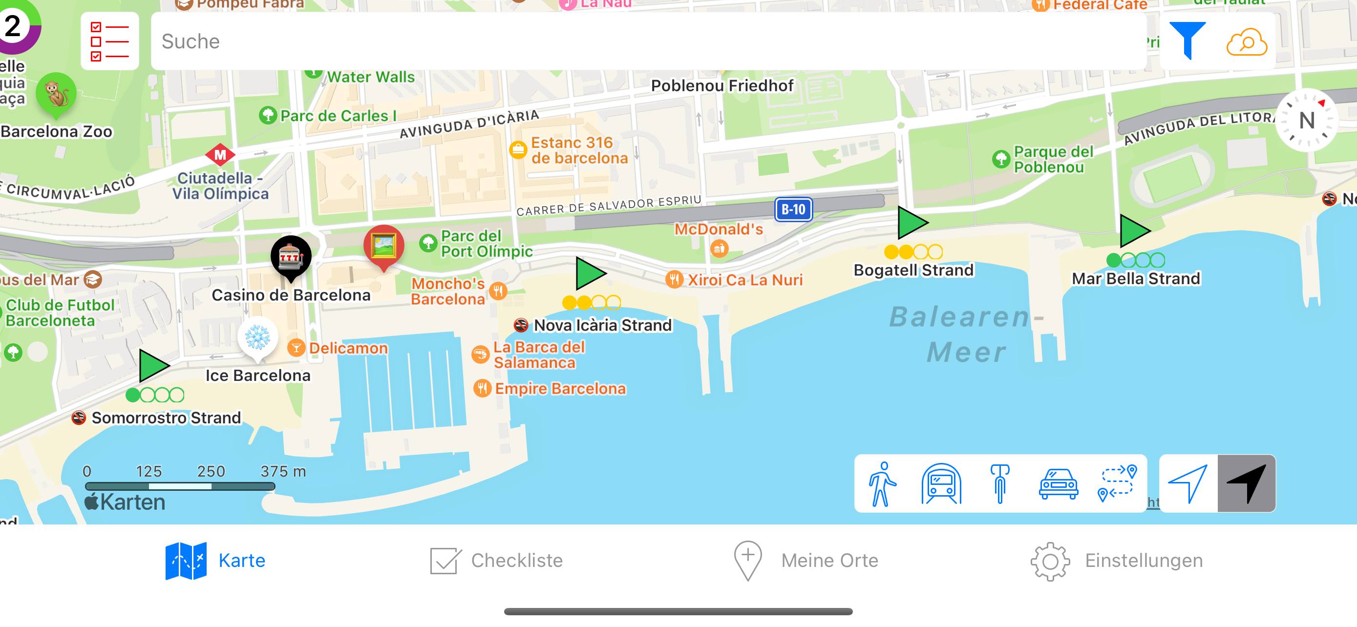 Übersicht Strände in Barcelona