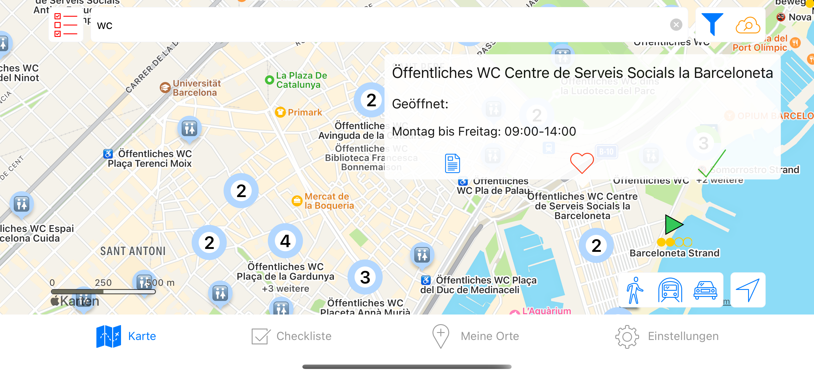 Barcelona öffentliche Toilette mit Öffnungszeiten