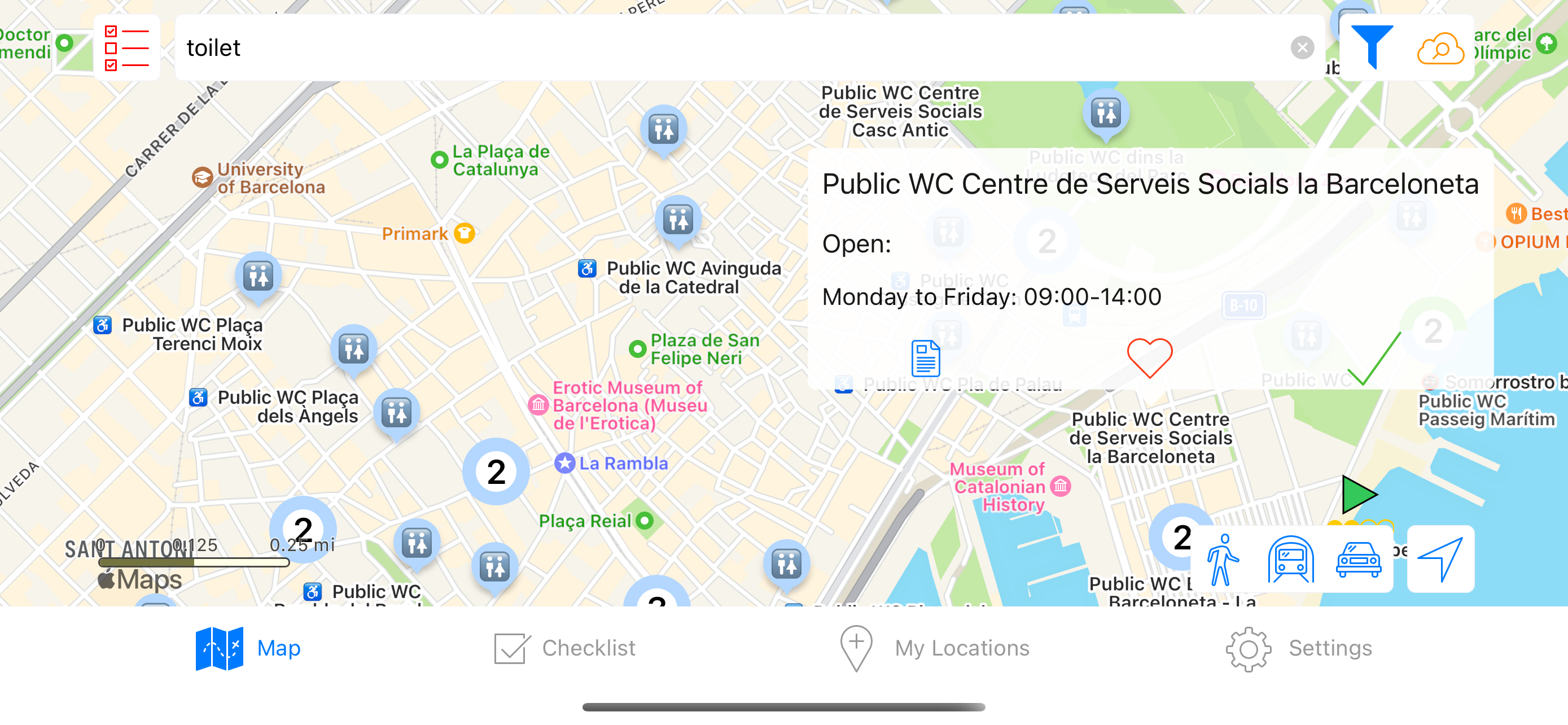 Barcelona public toilet detail with opening hours