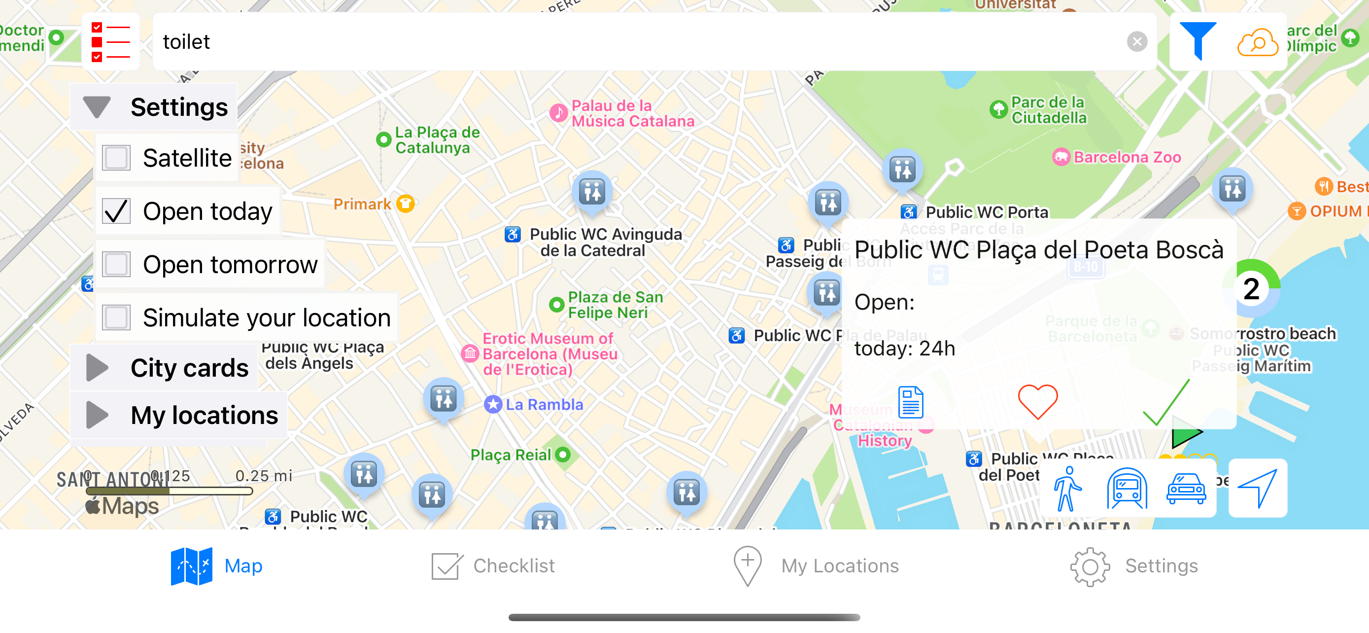 Barcelona filtered fewer open public toilets on a Sunday